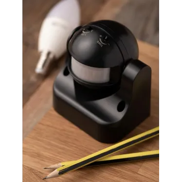 ИК датчик движения наст. 1200Вт 180гр. до 12м IP44 MS-39b черный PROxima