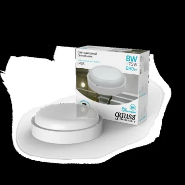 Светильник светодиодный ДБП 8 Вт 680 лм 4000К AC 220В Белый IP65 круг D140х48мм Пластик ЖКХ Elementary Gauss