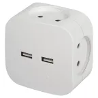                  Разветвитель электрический SP-4-USB-W на 4 розетки + 2xUSB 2400mA, без заземл 10А (белый)
               