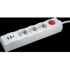 Удлинитель бытовой NPE-USB01-03-180-ESC-3X1 с выключателем 3 гнезда с/з 1,8м ПВС 3х1 2USB 2,1A