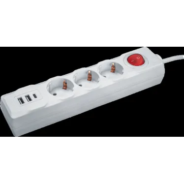 Удлинитель бытовой NPE-USB01-03-180-ESC-3X1 с выключателем 3 гнезда с/з 1,8м ПВС 3х1 2USB 2,1A