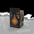 Лампа светодиодная филаментная LED 2.5 Вт 200 лм 2000К AC185-265В E27 шар G125 теплая золотистая колба Black Filament