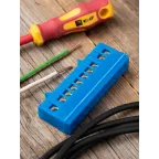 Шина 0 N (6х9мм) 10 отверстий латунь синий изолированный корпус на DIN-рейку PROxima