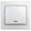 Выключатель Intro Plano 1-102-01 одноклавишный с подсветкой, 10А-250В, IP20, СУ, белый