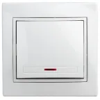 Выключатель Intro Plano 1-102-01 одноклавишный с подсветкой, 10А-250В, IP20, СУ, белый