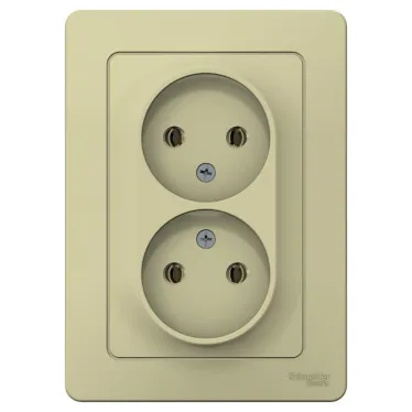 BLANCA С/У РОЗЕТКА двойная без заземления без шторок, 16А, 250В, БЕЖЕВЫЙ