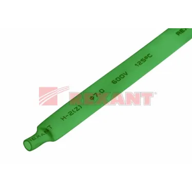 Термоусаживаемая трубка 7,0 3,5 мм, зеленая, упаковка 50 шт. по 1 м, REXANT