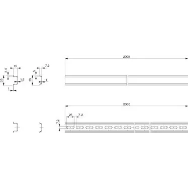 DIN-рейка симметричная перфорированная 2000мм 15х35