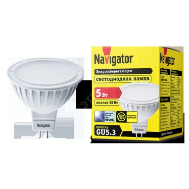 Лампа светодиодная LED 5Вт GU5.3 230В 6500К NLL-MR16-5-230-6.5K-GU5.3 MR16 | 94382 | Navigator