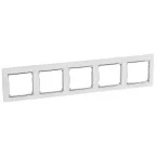 VALENA Рамка 5 постов горизонтальный монтаж белая/серебро