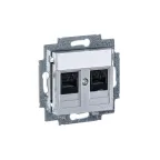 Розетка информационная Levit двойная 2хRJ45 категория 5e серебро