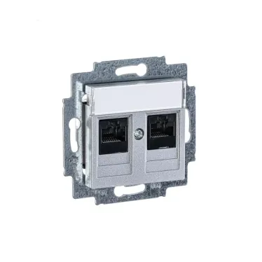 Розетка информационная Levit двойная 2хRJ45 категория 5e серебро
