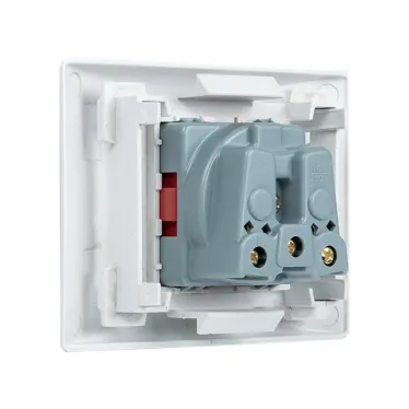 Розетка 45х45 (2 модуля), с заземлением, красная, прямая