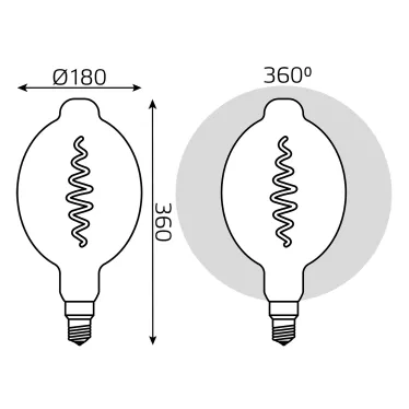 Лампа светодиодная LED Filament BT180 E27 8.5W Gray 165lm 1800K 1/2 | 152802005 | Gauss