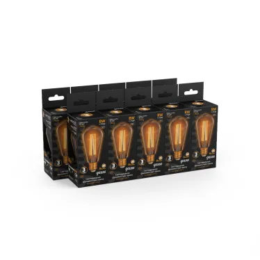 Лампа светодиодная Black LED Filament ST64 E27 8W Golden 740lm 2400К | 157802008 | Gauss