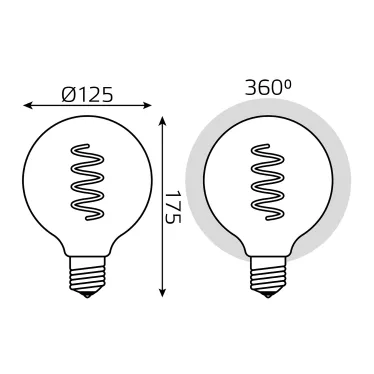 Лампа светодиодная Black LED Filament G120 Flexible E27 6W Golden 360lm 2400К | 158802008 | Gauss
