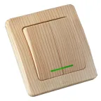 Выключатель двухклавишный скрытый с индикацией сосна 10А