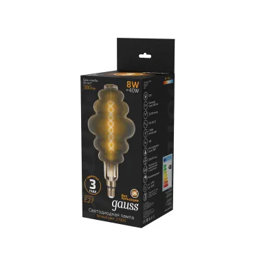 Лампа светодиодная LED Vintage Filament Flexible BD200 8W E27 200*410mm Gray 2700K 1/6 | 159802008 | Gauss