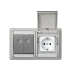 Рамка двухместная скрытая проводка S44A серый