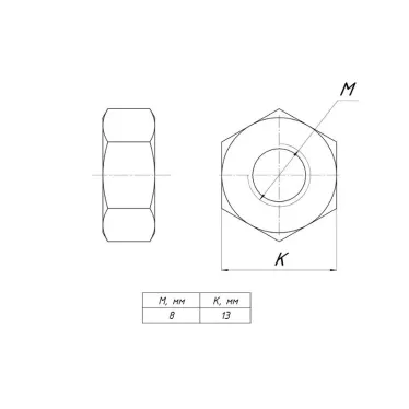 Гайка шестигранная М8