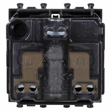 Avanti Розетка модульная, 2P+E, с з/ш, , Черный матовый, 2 модуля