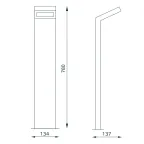 Светильник садово-парковый LED Electra столб, 10W, 600Lm, 4000K, 134x137x780mm, 170-240V / 50Hz, IP54 | GD111 | Gauss