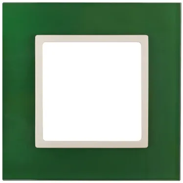 Рамка на 1 пост, стекло, Эра Elegance, зелёный+сл.кость, 14-5101-27