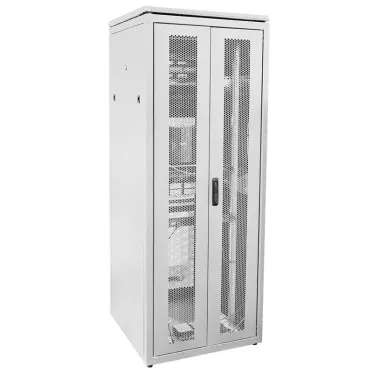 Шкаф сетевой 19' LINEA N 28U 800х800мм двустворчатая перфорированная дверь задняя перфорированная серый