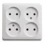 ЭТЮД Розетка четырехместная наружная без заземления без шторок 16А 250B белая