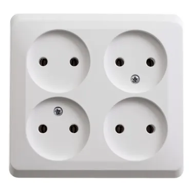 ЭТЮД Розетка четырехместная наружная без заземления без шторок 16А 250B белая