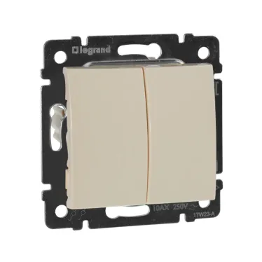 VALENA Выключатель двухклавишный в рамку слоновая кость