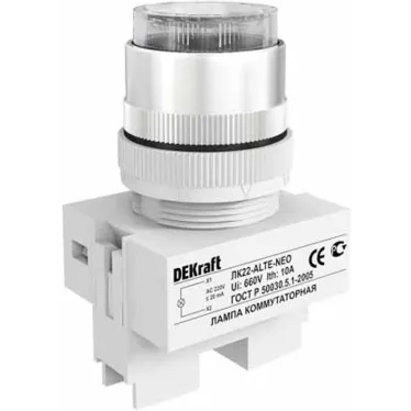 Лампа ALTE d22мм бел.неон 220В DEKraft