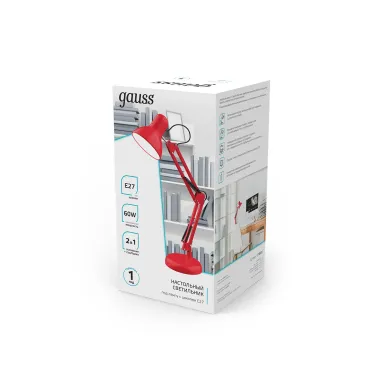Светильник настольный GTL002 60W 220-240V E27 красный струбцина и основание 1/12 | GT0024 | Gauss