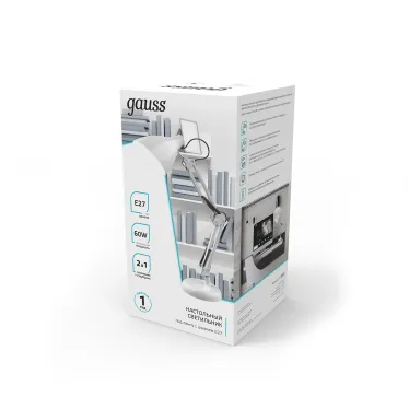 Светильник настольный GTL003 60W 220-240V E27 белый струбцина и основание 1/12 | GT0031 | Gauss