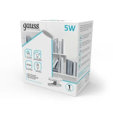 Светильник настольный GTL205 5W 330lm 4000K 5V Li-ion 1200mA белый диммируемый LED 1/25/50 | GT2051 | Gauss