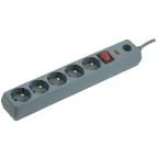 Сетевой фильтр СФ-05К-выкл. 16А 5 мест 5м 3х1мм2 серый