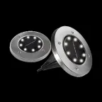 Светильник светодиодный для ландшафтного освещения садово-парковый ДВУ-0.2Вт 5000К в грунт солнечная батарей нерж. сталь компл. 2шт IP44