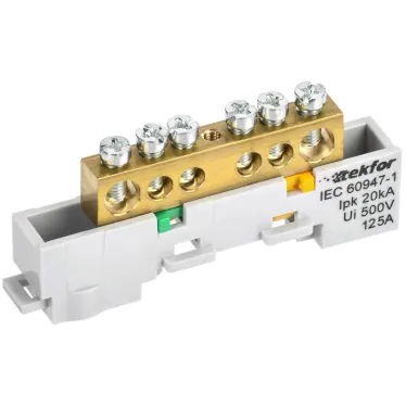 TEKFOR Шина PE земля неизолированная на универсальном держателе 8х12-6-Ж IEK