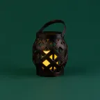 Декоративный фонарь со свечкой, плетеный корпус, бронза, размер 14х14х16,5 см, цвет теплый белый | 513-055 | NEON-NIGHT