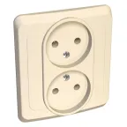 ЭТЮД Розетка двойная скрытая без заземления без шторок бежевая