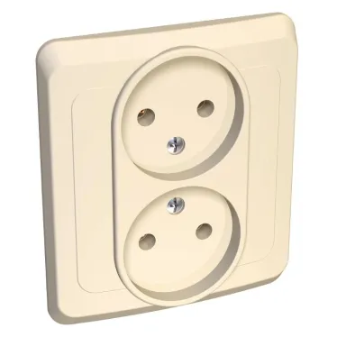 ЭТЮД Розетка двойная скрытая без заземления без шторок бежевая