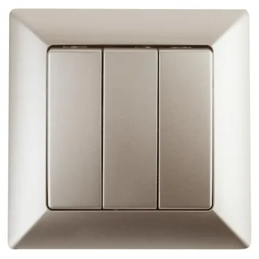 Выключатель тройной, 10А-250В, СУ, Solo, шампань,4-106-04
