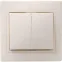 КВАРТА Выключатель двухклавишный скрытый бежевый в сборе