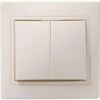 КВАРТА Выключатель двухклавишный скрытый бежевый в сборе