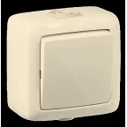 Выключатель одноклавишный наружный слоновая кость IP44 16А