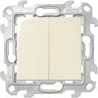 Выключатель двухклавишный с подвсеткой, слоновая кость