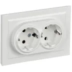 BRITE Розетка двойная с заземлением с защитными шторками 16А в сборе РСш12-3-БрБ белый