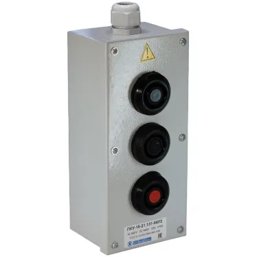 Пост кнопочный ПКУ-15-21.131-54У2 (2хКЕ081/2(1з+1р) черная + 1хКЕ081/2(1з+1р) красная + PG-19)