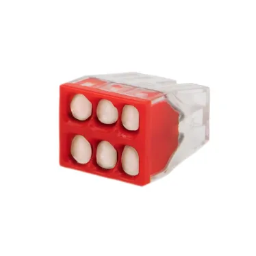 Экспресс-клемма с пастой СМК 2273-246, 6-проводная 0.5-2.5 кв мм, прозрачная (100 шт./уп.), REXANT