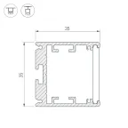 Профиль SL-ARC-3535-D1500-W90 BLACK (1180мм, дуга 1 из 4) (ARL, Алюминий)